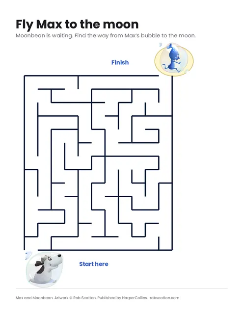 Max and Moonbean moon maze activity sheet