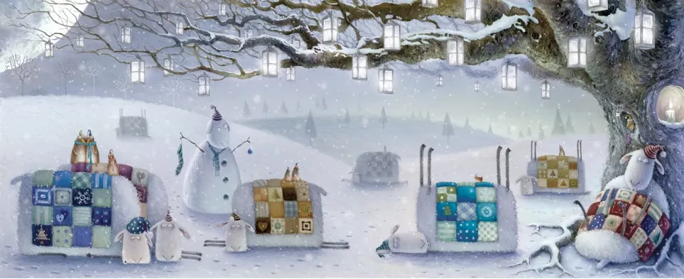Santa's crashed sleigh in the snow