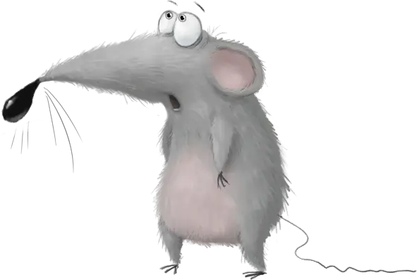 Seymour the mouse, looking up in surprise