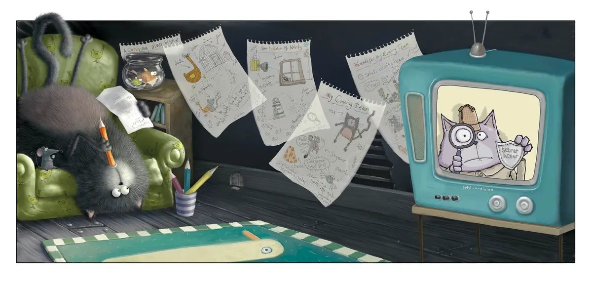 Splat scheming at his desk