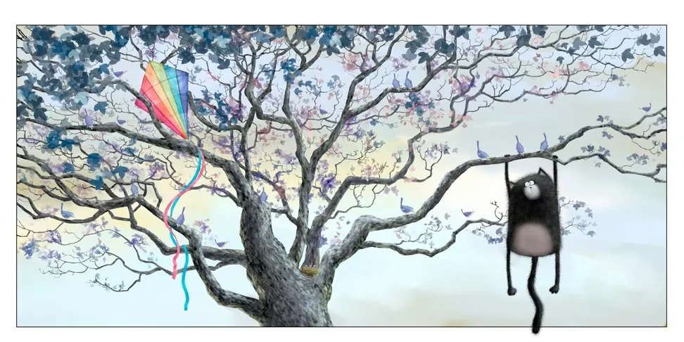Splat hanging from a tree branch